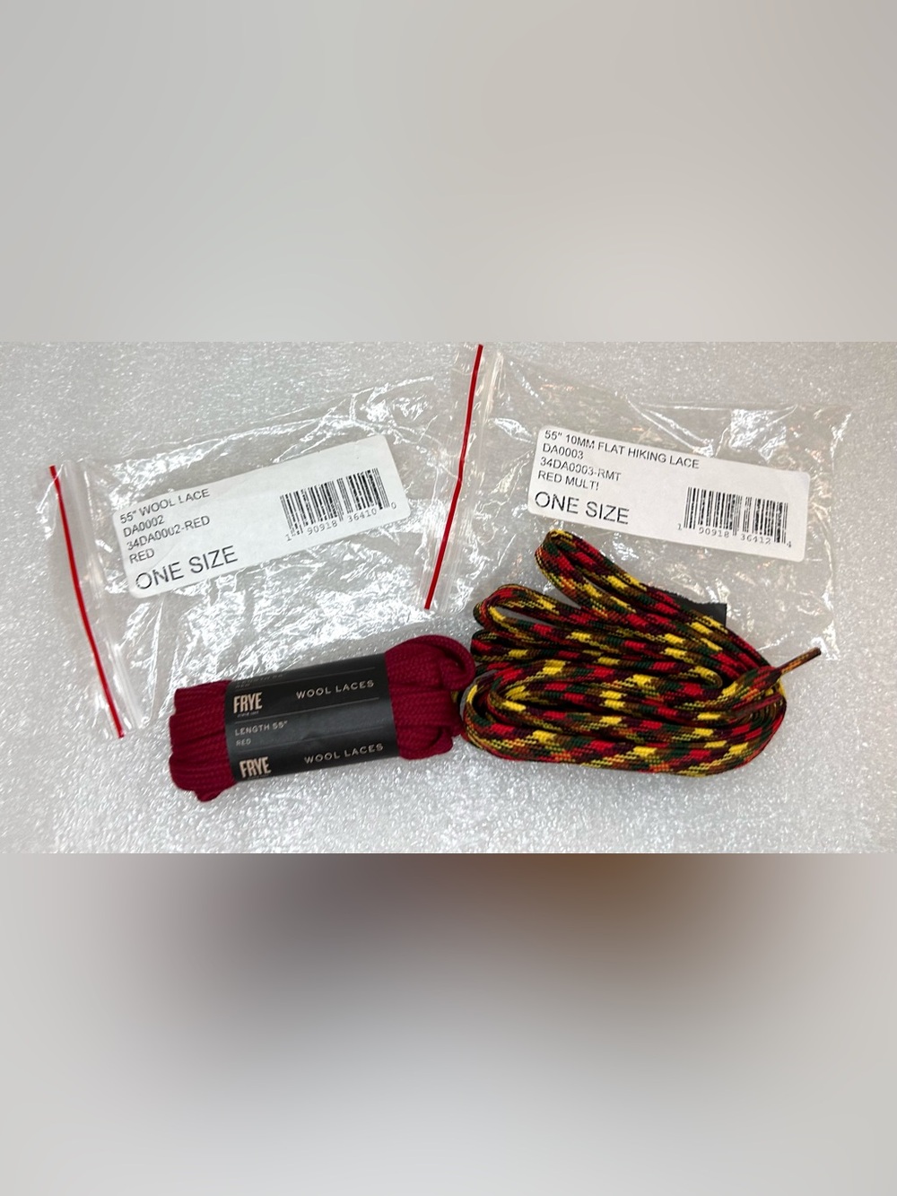 Frye Wool Hiking Shoelaces 2 Pair Red and Red Plaid New 55” Long